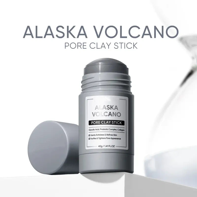 Alaska Volcano Pore Clay Stick Cleansing Blackhead Remover Face Mask Stick with Natural Clay Gentle Exfoliating Smoothing Skin Non-Drying Skincare