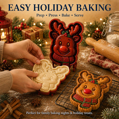 🎄8-Design Christmas Mini Pie Mold Collection | Reusable Embossed Molds for Shaping Detailed Santa, Snowman, Reindeer, Tree & Holiday Pies