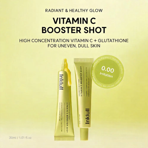 Inklull Vitamin C Booster Shot,Pure Vitamin C+ Glutathione for Bright,Healthy Skin Glow,30ml / 1.01 fl oz
