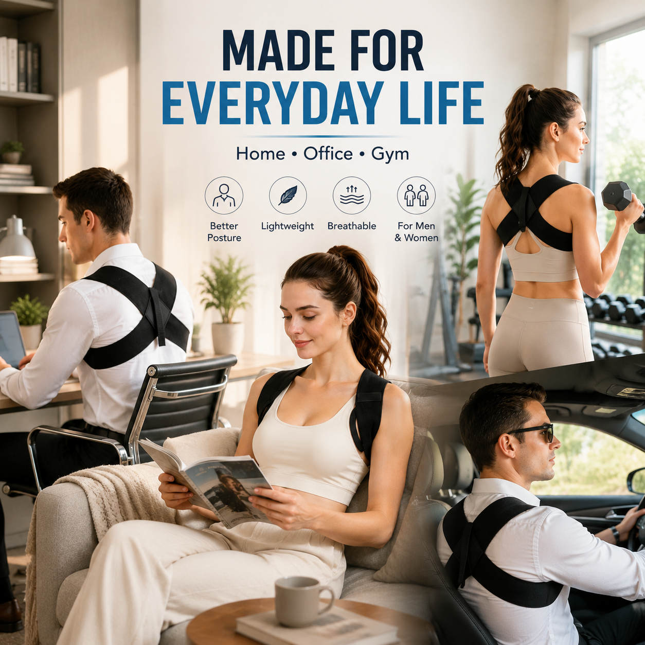 Posture Support Strap – Lightweight Back & Shoulder Corrector for Men & Women