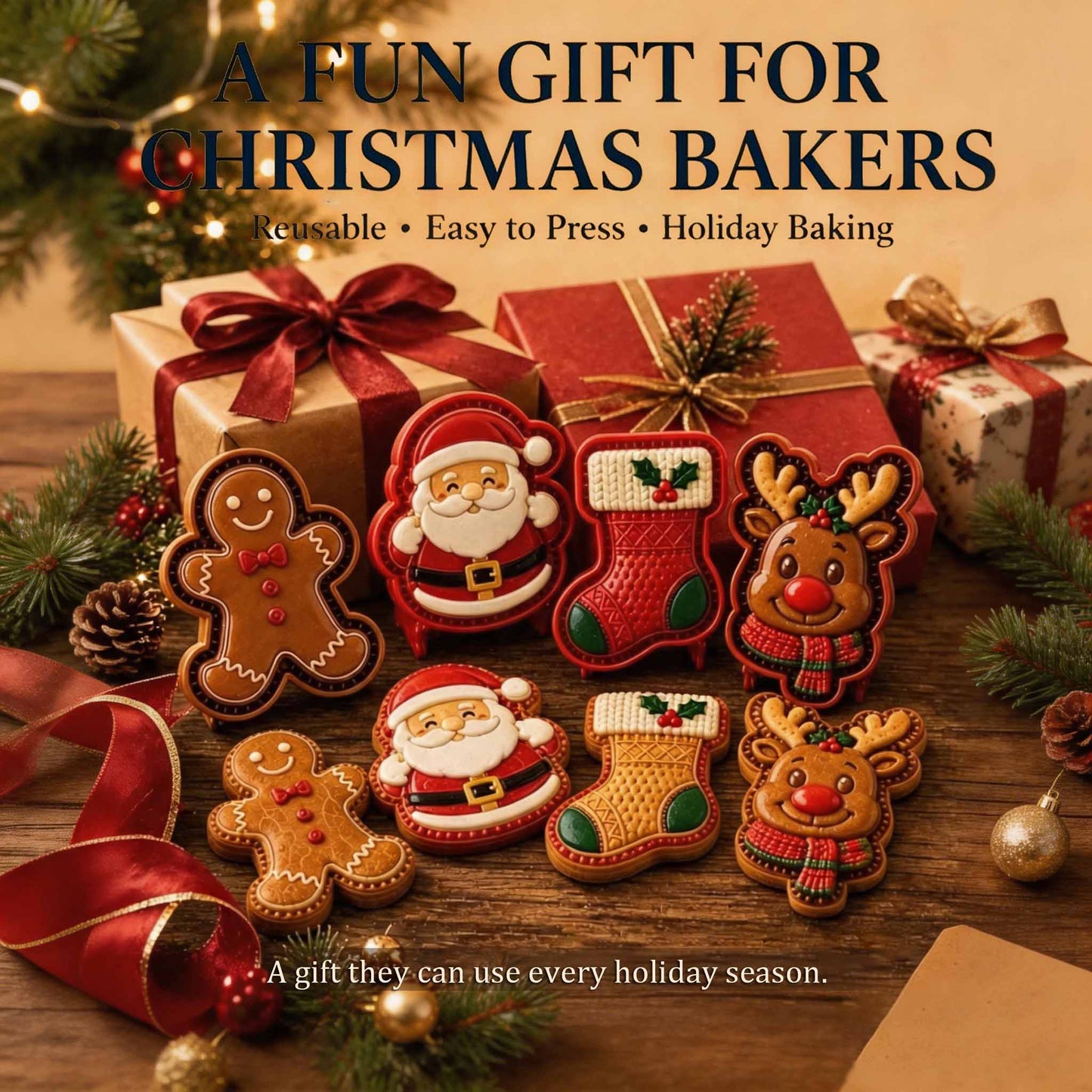 🎄8-Design Christmas Mini Pie Mold Collection | Reusable Embossed Molds for Shaping Detailed Santa, Snowman, Reindeer, Tree & Holiday Pies