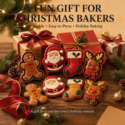 🎄8-Design Christmas Mini Pie Mold Collection | Reusable Embossed Molds for Shaping Detailed Santa, Snowman, Reindeer, Tree & Holiday Pies