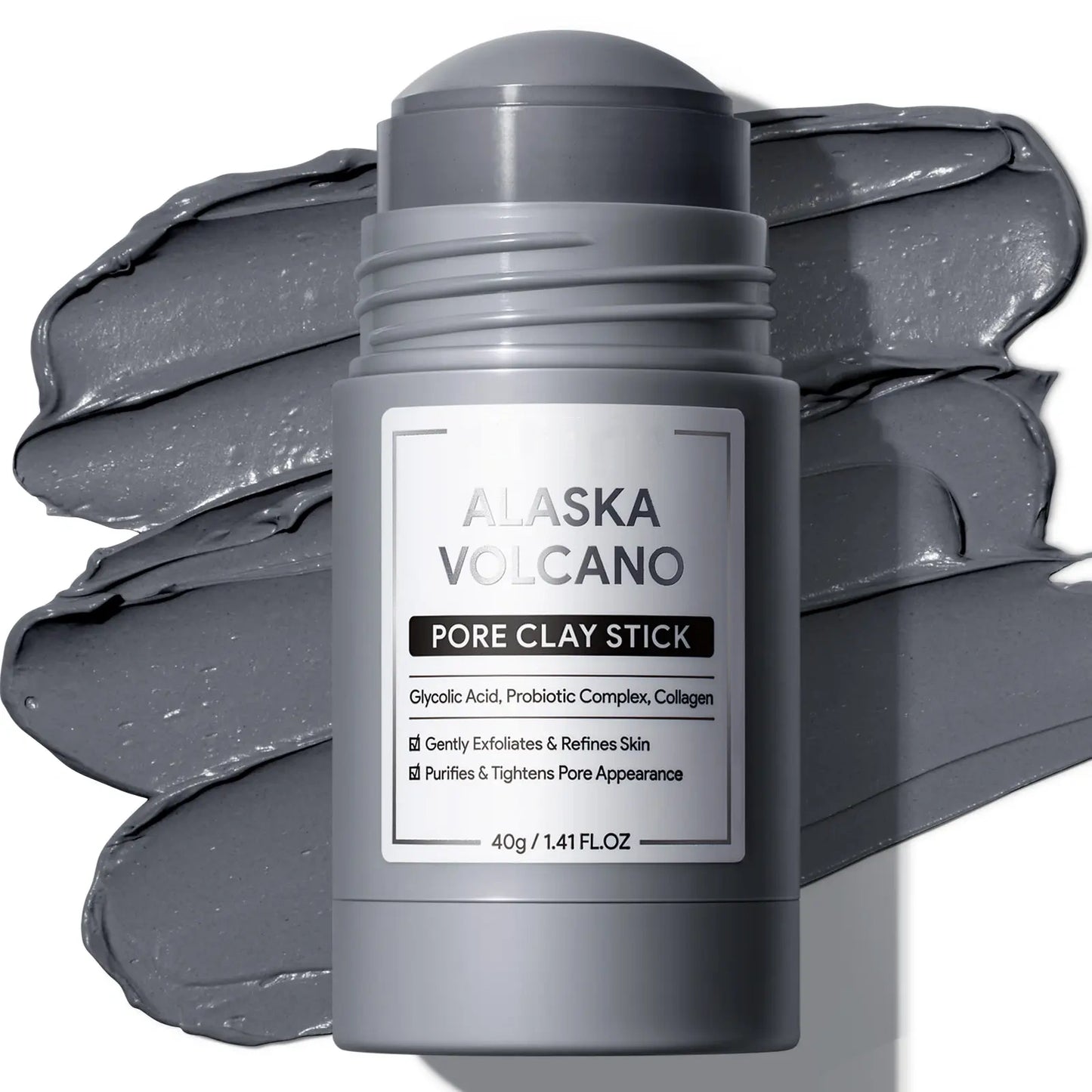 Alaska Volcano Pore Clay Stick Cleansing Blackhead Remover Face Mask Stick with Natural Clay Gentle Exfoliating Smoothing Skin Non-Drying Skincare