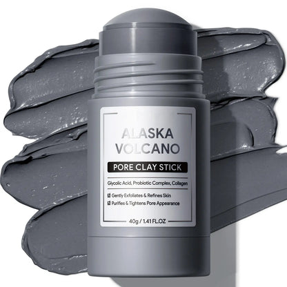 Alaska Volcano Pore Clay Stick Cleansing Blackhead Remover Face Mask Stick with Natural Clay Gentle Exfoliating Smoothing Skin Non-Drying Skincare