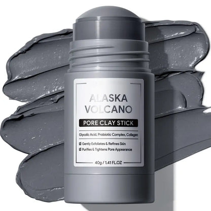 Alaska Volcano Pore Clay Stick Cleansing Blackhead Remover Face Mask Stick with Natural Clay Gentle Exfoliating Smoothing Skin Non-Drying Skincare