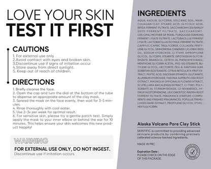 Alaska Volcano Pore Clay Stick Cleansing Blackhead Remover Face Mask Stick with Natural Clay Gentle Exfoliating Smoothing Skin Non-Drying Skincare