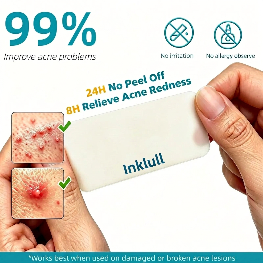 INKLULL® Medical-Grade Hydrocolloid Acne Patch Roll🌿 | Cuttable Overnight Spot Treatment | 2" × 16ft Large Roll