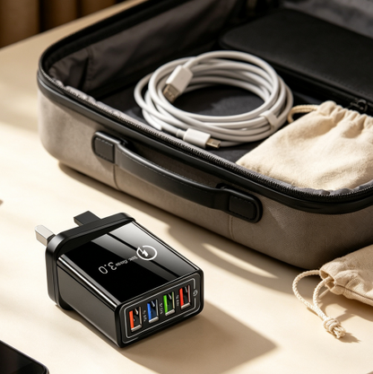 ⚡ 4-Port Quick Charge 3.0 Charger – Power 4 Devices Fast, All from One Outlet