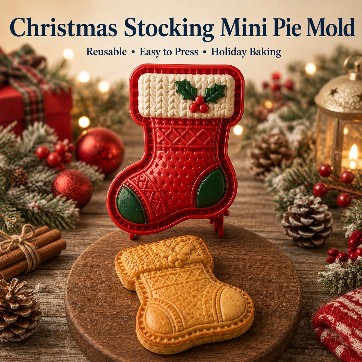 🎄8-Design Christmas Mini Pie Mold Collection | Reusable Embossed Molds for Shaping Detailed Santa, Snowman, Reindeer, Tree & Holiday Pies