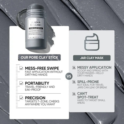 Alaska Volcano Pore Clay Stick Cleansing Blackhead Remover Face Mask Stick with Natural Clay Gentle Exfoliating Smoothing Skin Non-Drying Skincare