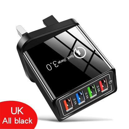 ⚡ 4-Port Quick Charge 3.0 Charger – Power 4 Devices Fast, All from One Outlet