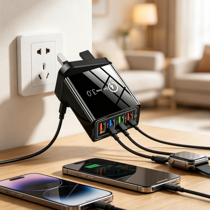 ⚡ 4-Port Quick Charge 3.0 Charger – Power 4 Devices Fast, All from One Outlet