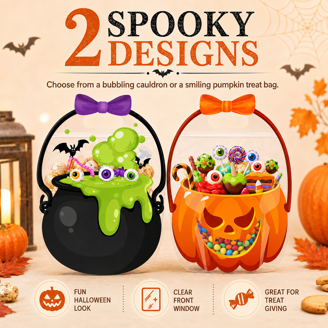 🎃50 Pcs Halloween Goodie Bags Plastic Candy Bag🎁