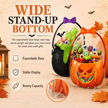 🎃50 Pcs Halloween Goodie Bags Plastic Candy Bag🎁