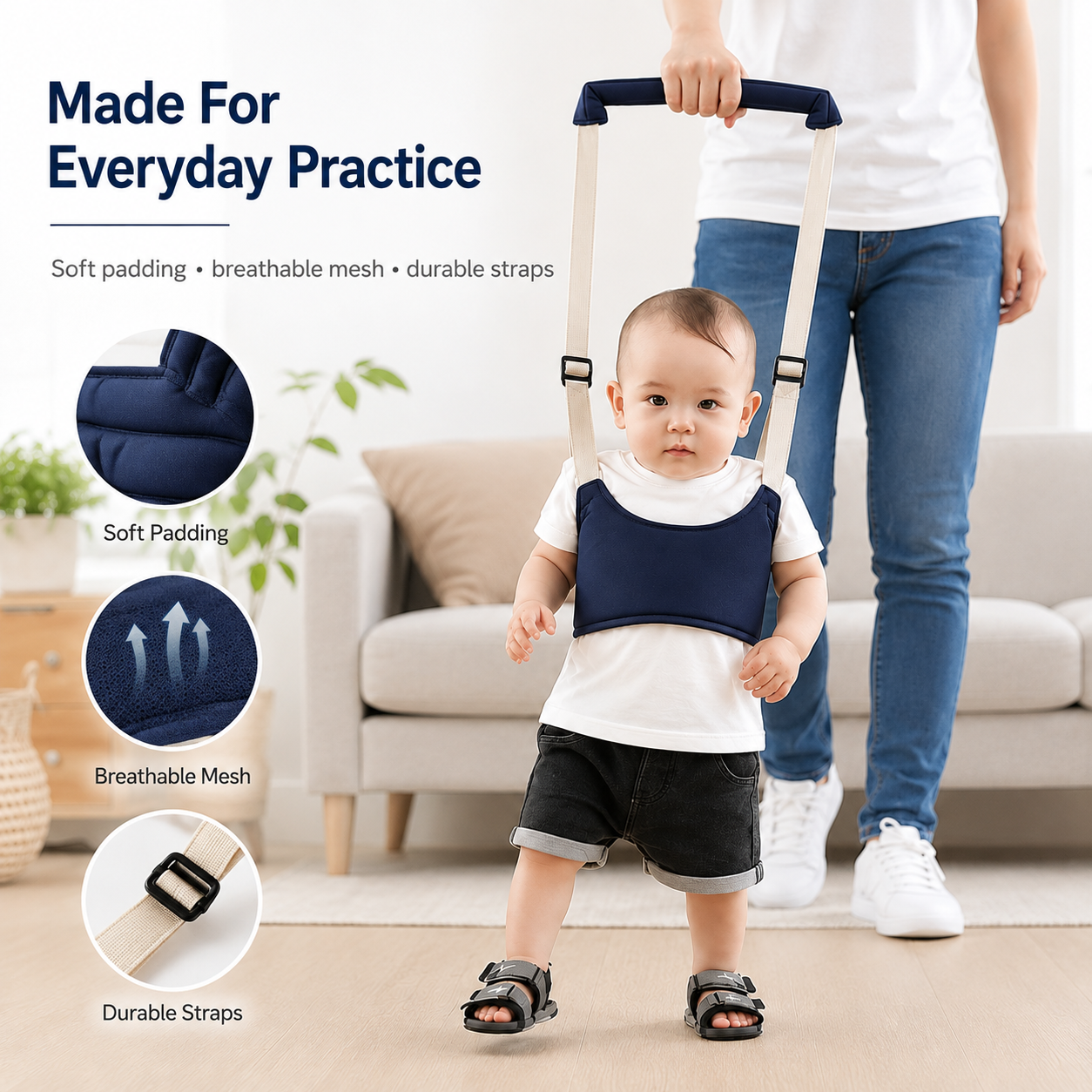 👶 Ergonomic Baby Walking Support Harness – Breathable Toddler First Steps Helper ✨