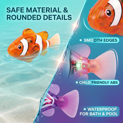 Electronic Pet Fish Bath Toy | LED Light Up | Auto-Swimming Bath Toy