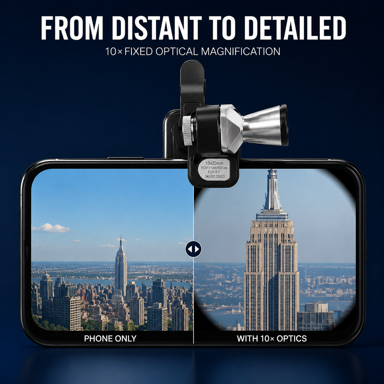 🔭 10×20 Mini Monocular Phone Telescope – Pocket Long-Distance Viewer with Adjustable Smartphone Clip