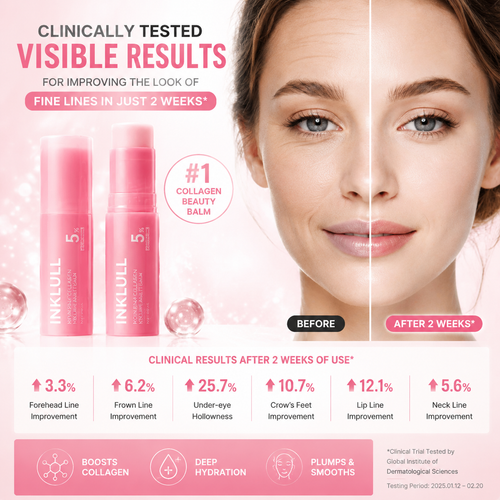INKLULL® Korean Pink Collagen Plumping Balm™  | Wake Up Tired, Dry Skin In Seconds ✨ | The Korean Collagen Glow Balm That Makes Skin Look Plumper, Smoother & More Radiant