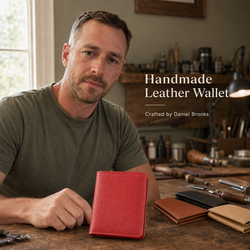 🔥100% Handmade Full-Grain Leather Wallet (Daniel Brooks 𝐇𝐚𝐧𝐝𝐦𝐚𝐝𝐞)