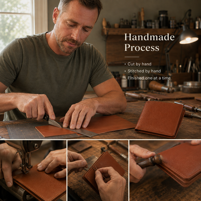 🔥100% Handmade Full-Grain Leather Wallet (Daniel Brooks 𝐇𝐚𝐧𝐝𝐦𝐚𝐝𝐞)