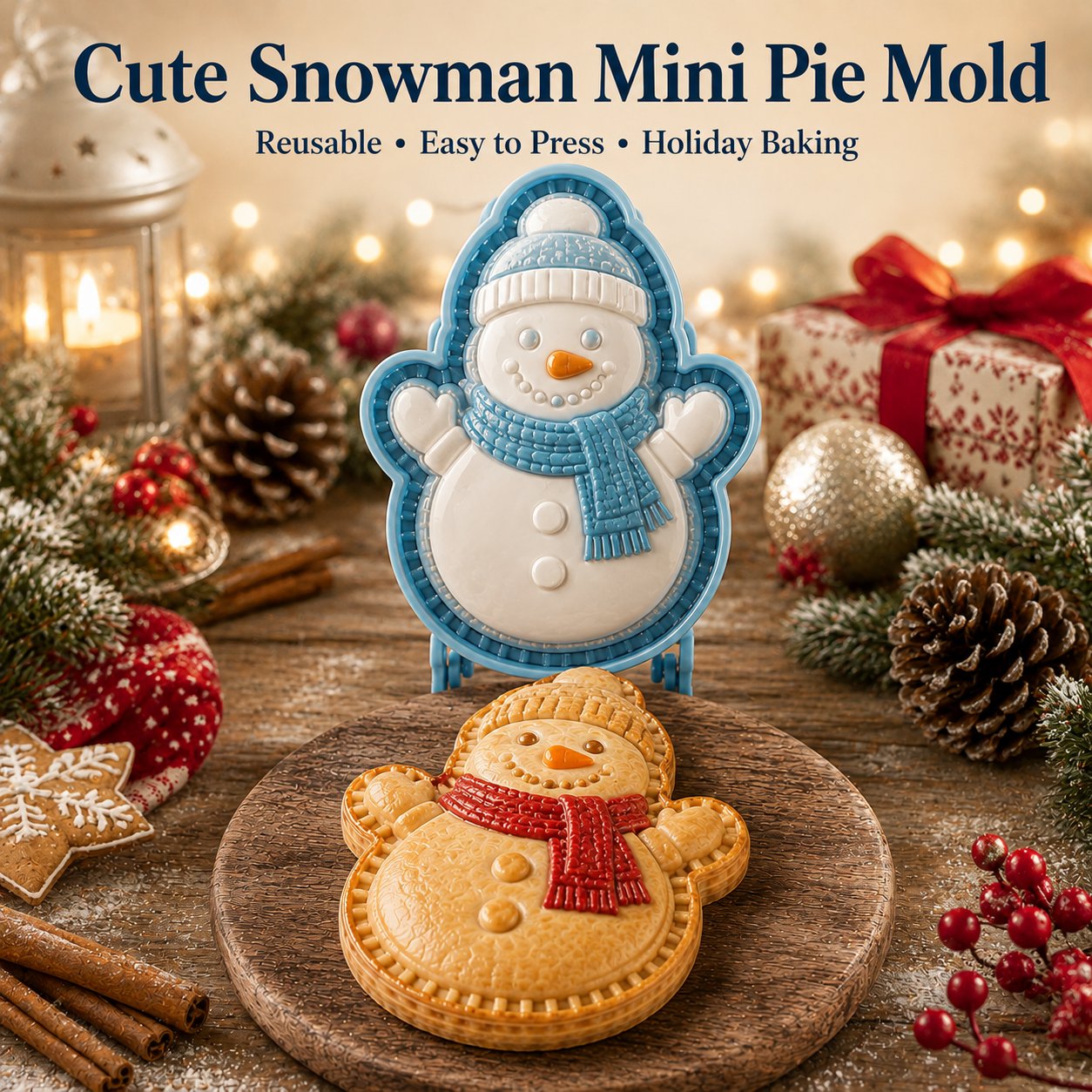 🎄8-Design Christmas Mini Pie Mold Collection | Reusable Embossed Molds for Shaping Detailed Santa, Snowman, Reindeer, Tree & Holiday Pies