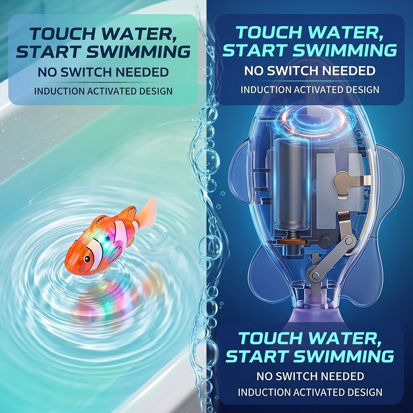 Electronic Pet Fish Bath Toy | LED Light Up | Auto-Swimming Bath Toy