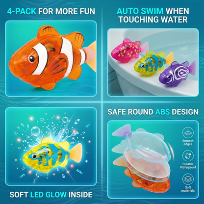 Electronic Pet Fish Bath Toy | LED Light Up | Auto-Swimming Bath Toy