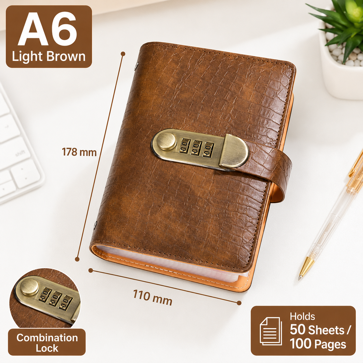 A6 Savings Notebook with Lock - Budget Planner & Organizer