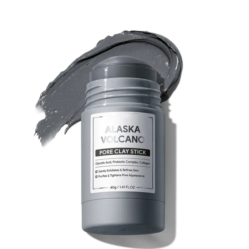 Alaska Volcano Pore Clay Stick Cleansing Blackhead Remover Face Mask Stick with Natural Clay Gentle Exfoliating Smoothing Skin Non-Drying Skincare