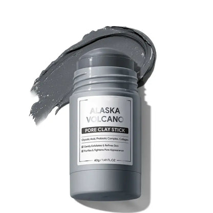 Alaska Volcano Pore Clay Stick Cleansing Blackhead Remover Face Mask Stick with Natural Clay Gentle Exfoliating Smoothing Skin Non-Drying Skincare