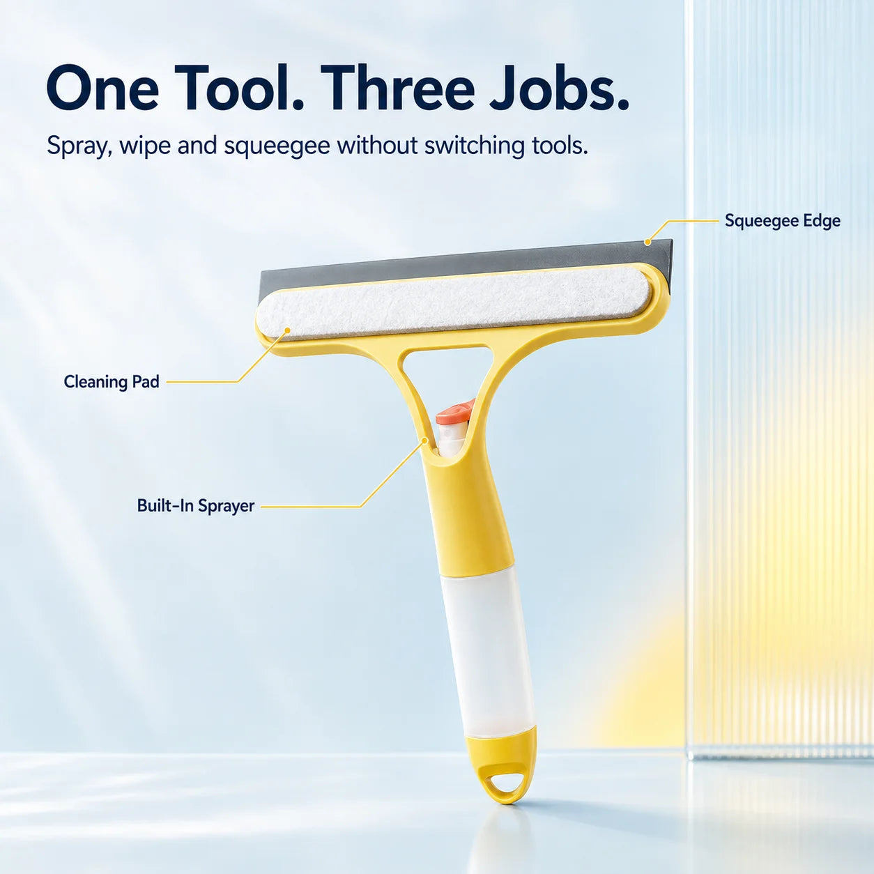 💧3-in-1 Spray Window Cleaning Squeegee