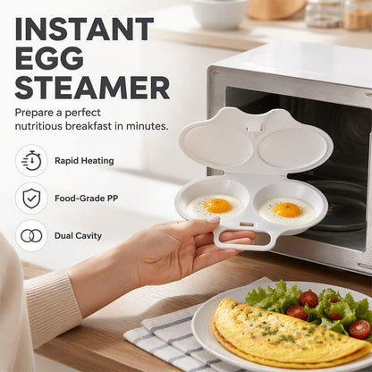 BUY 1 GET 1 FREE🔥2-Cavity Microwave Egg Poacher – Quick Oil-Free Egg Cooker for Easy Breakfasts