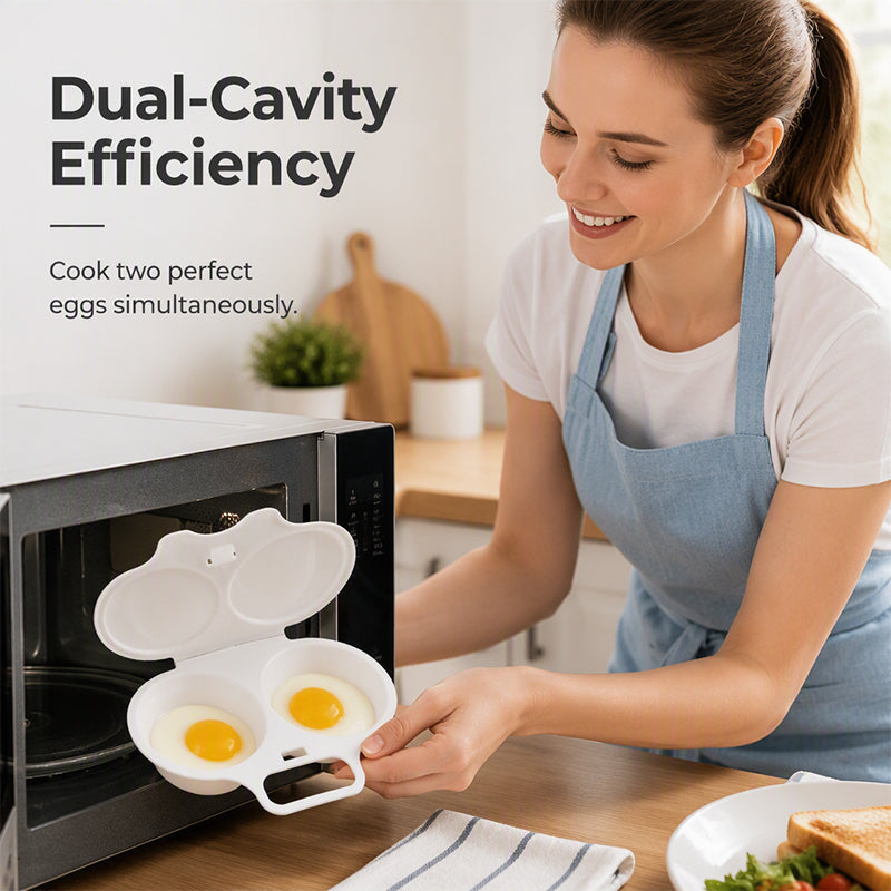 BUY 1 GET 1 FREE🔥2-Cavity Microwave Egg Poacher – Quick Oil-Free Egg Cooker for Easy Breakfasts