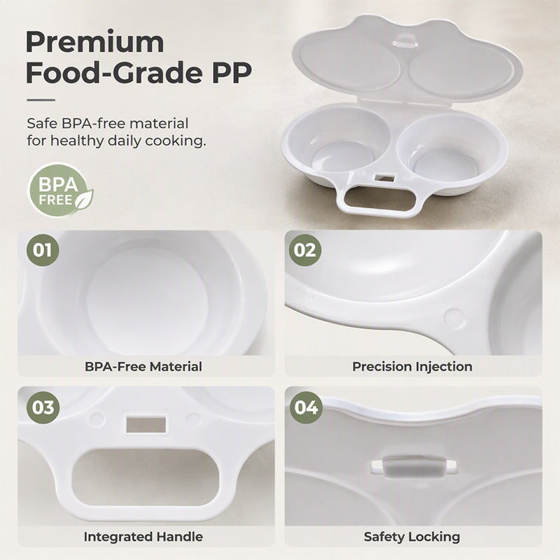 BUY 1 GET 1 FREE🔥2-Cavity Microwave Egg Poacher – Quick Oil-Free Egg Cooker for Easy Breakfasts
