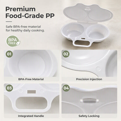 BUY 1 GET 1 FREE🔥2-Cavity Microwave Egg Poacher – Quick Oil-Free Egg Cooker for Easy Breakfasts