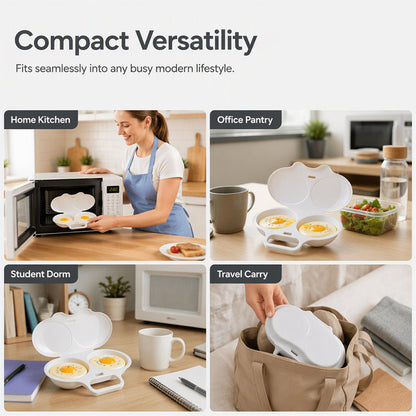 BUY 1 GET 1 FREE🔥2-Cavity Microwave Egg Poacher – Quick Oil-Free Egg Cooker for Easy Breakfasts
